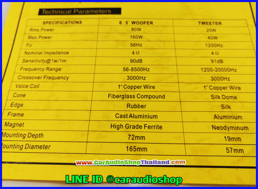 ลำโพงแยกชิ้น 6.5 นิ้ว AUDIO QUART SQC 2X