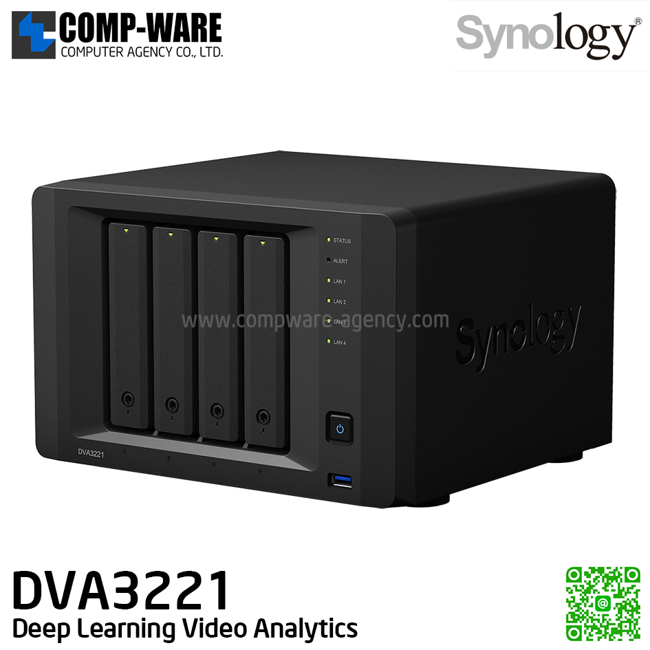 Synology deep learning NVR DVA3221 (8GB DDR4 RAM up to 32GB) Intel Atom C3538 Quad Core , NVIDIA GeForce GTX1650 , No HDD