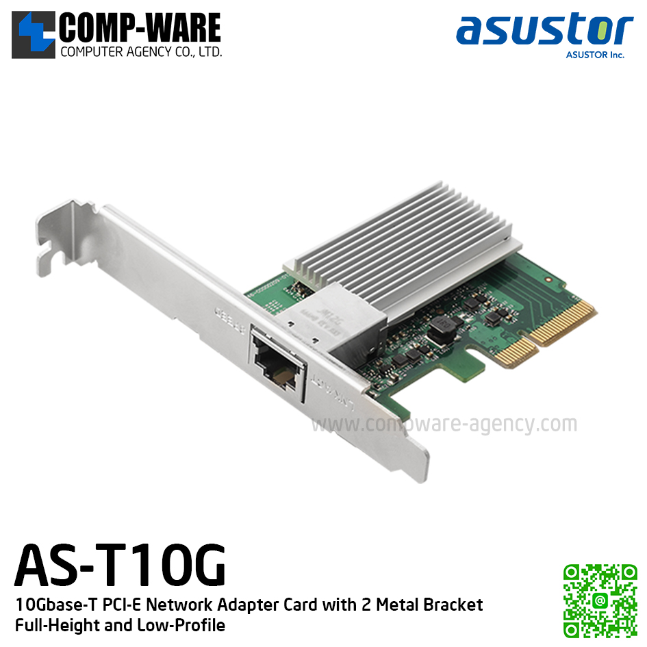 Asustor AS-T10G 10Gbase-T PCI-E Network Adapter Card with 2 Metal Bracket (Full-Height and Low-Profile) 1-Year Warranty