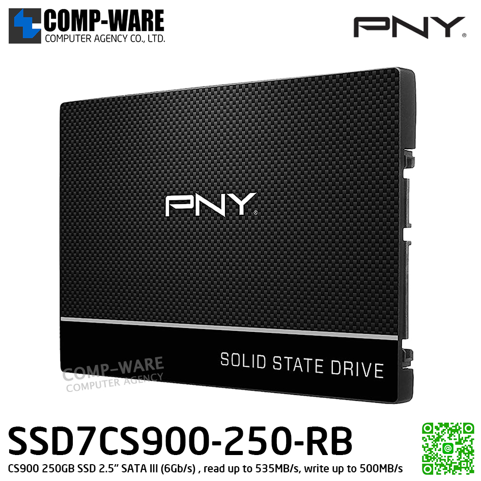 PNY CS900 250GB SSD 2.5" SATA III (6Gb/s) , read up to 535MB/s, write up to 500MB/s , SSD7CS900-250-RB / 3Y Warranty / Internal SSD