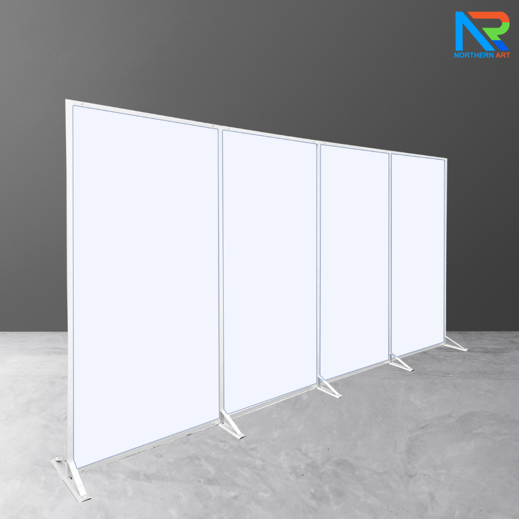 เช่าบอร์ดนิทรรศการ แบบตั้งต่อเนื่อง ตั้งแต่ 3 บานขึ้นไป ขนาด (W)597 x (D)50 x (H)201 พร้อมขาตั้ง โครงอะลูมิเนียม ถอดประกอบได้