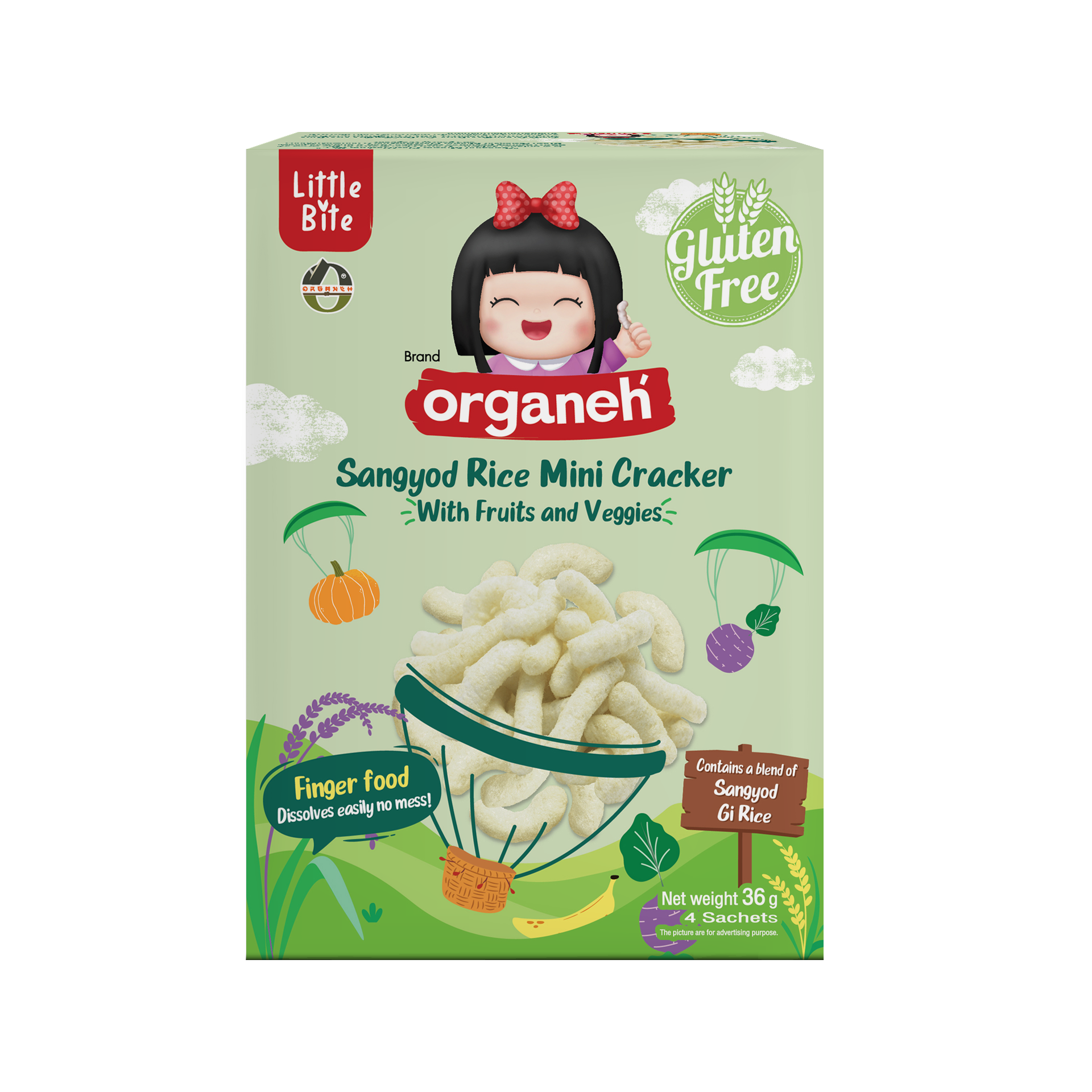 มินิแครกเกอร์ข้าวสังข์หยด ผสมผักผลไม้รวม