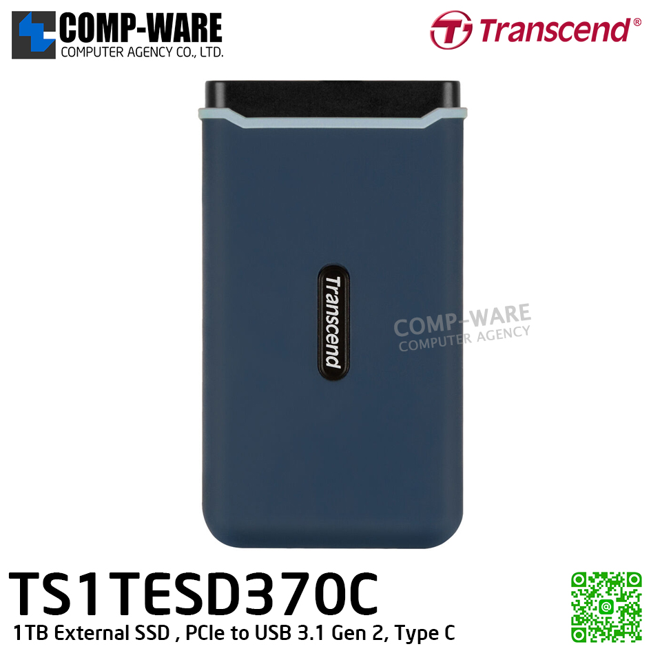 Transcend ESD370C 1TB External SSD , PCIe to USB 3.1 Gen 2, Type C , TS1TESD370C - 3Y Warranty - Portable SSD