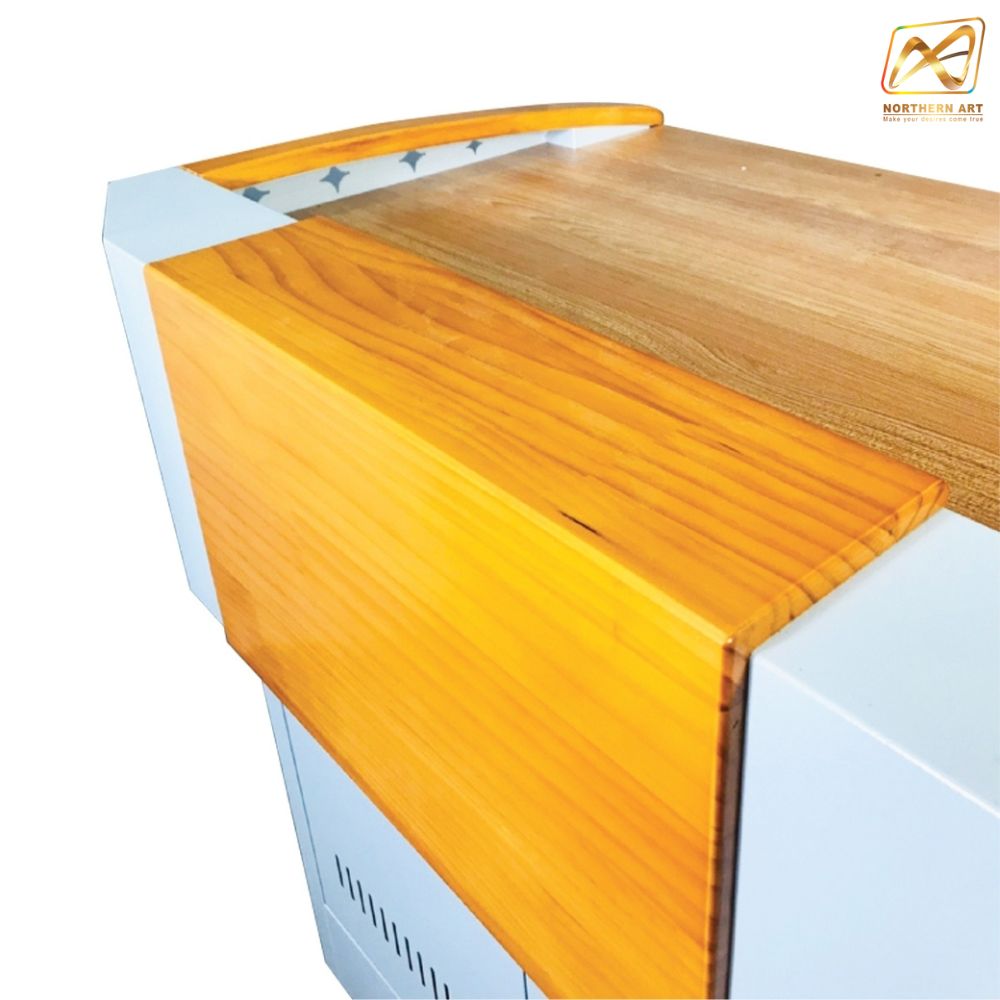 โพเดียมโรงเรียน โพเดียมเหล็ก โพเดียมอาจารย์ โพเดียมเลคเชอร์ ขนาด 100X70 cm.TOPไม้ พร้อมลิ้นชัก (สินค้าตัวโชว์)