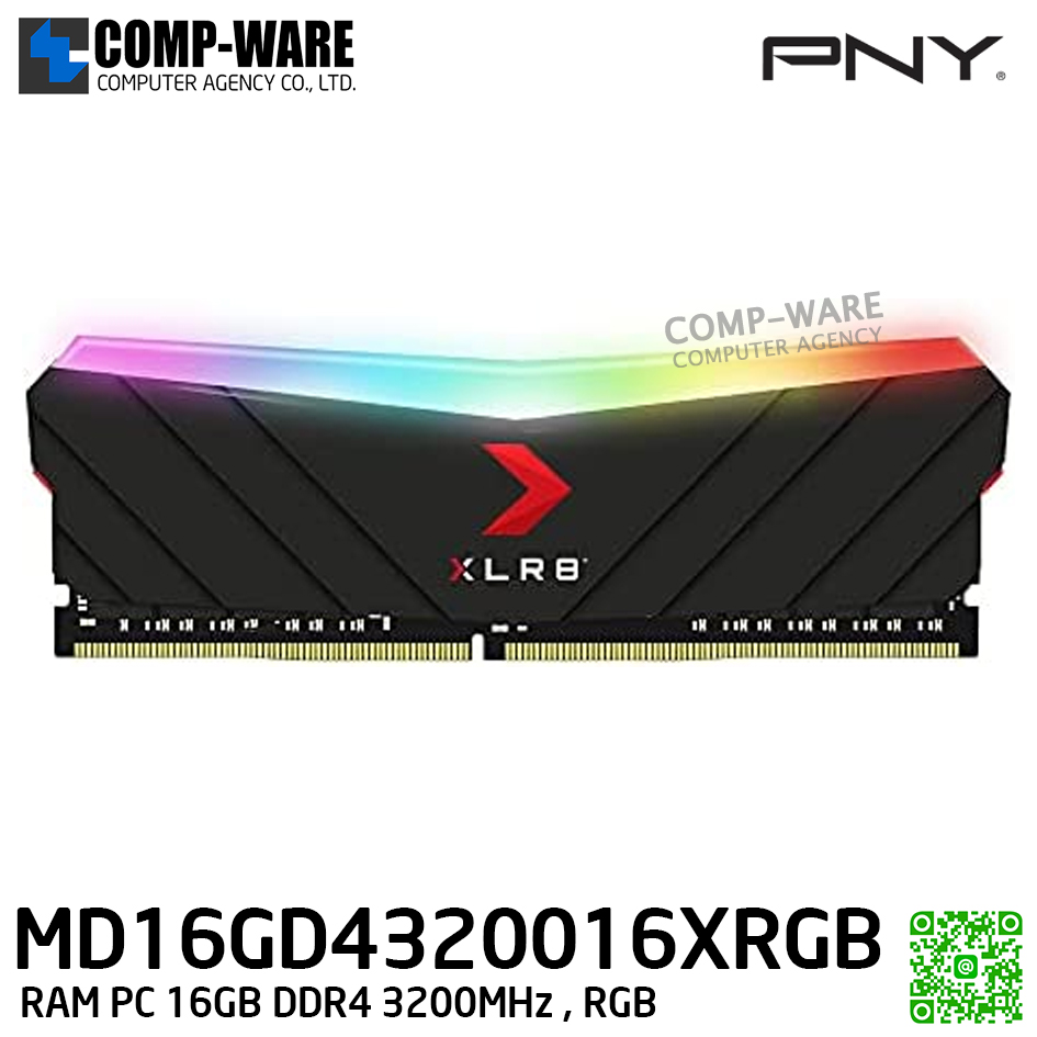 PNY 16GB XLR8 Gaming EPIC-X RGB DDR4 3200MHz / RAM PC / Life Time Warranty - MD16GD4320016XRGB