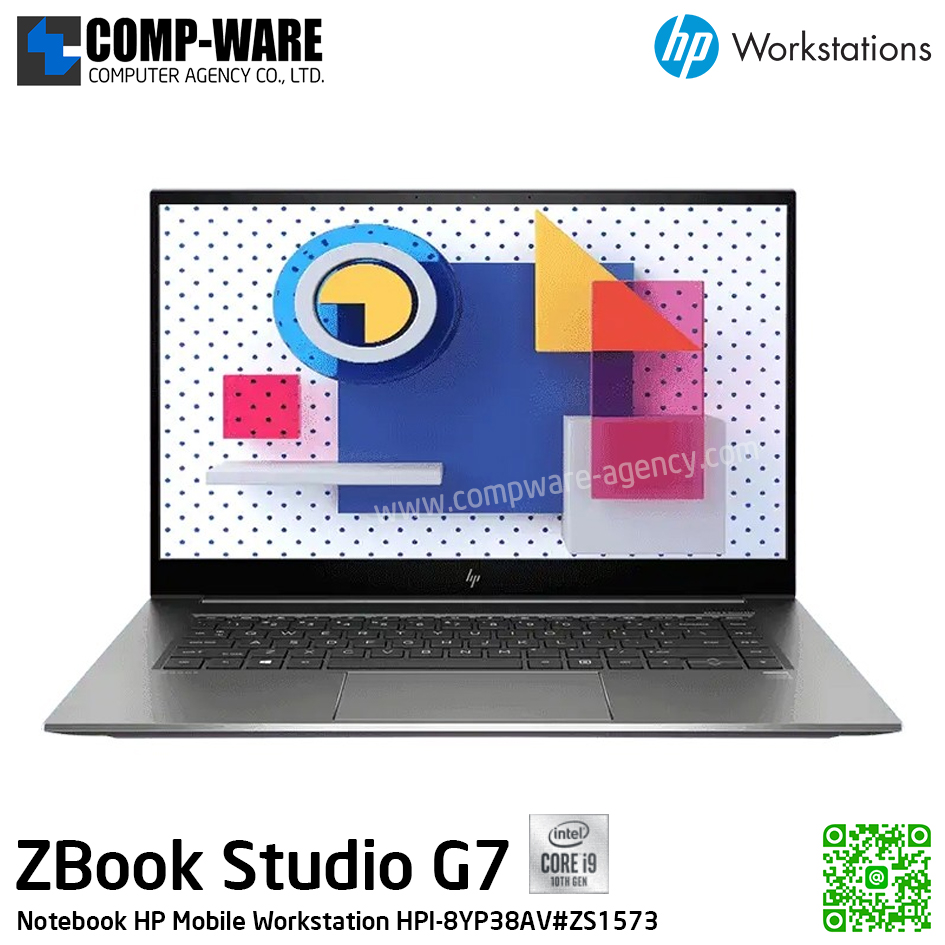 HP Mobile Workstation ZBook Studio G7 - Intel Core i9-10885H / 32GB DDR4 / 512GB PCIe NVMe / NVIDIA Quadro RTX3000 (6GB) / Intel WiFi 6 + Bluetooth / 15.6inch FHD (1920x1080) / Windows 10 Pro / 3Years On-site