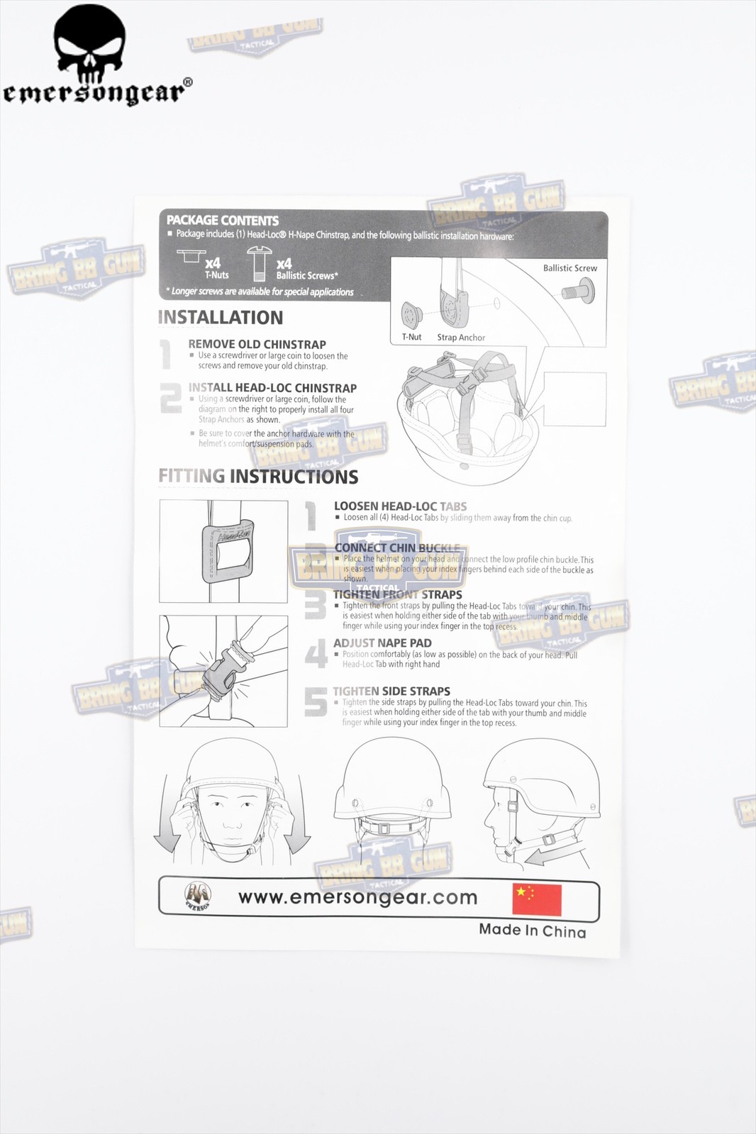 สายรัดคาง ยี่ห้อ Emerson รุ่น ทรงตัว H (EMERSON MICH Helmet Retention System H-Nape)