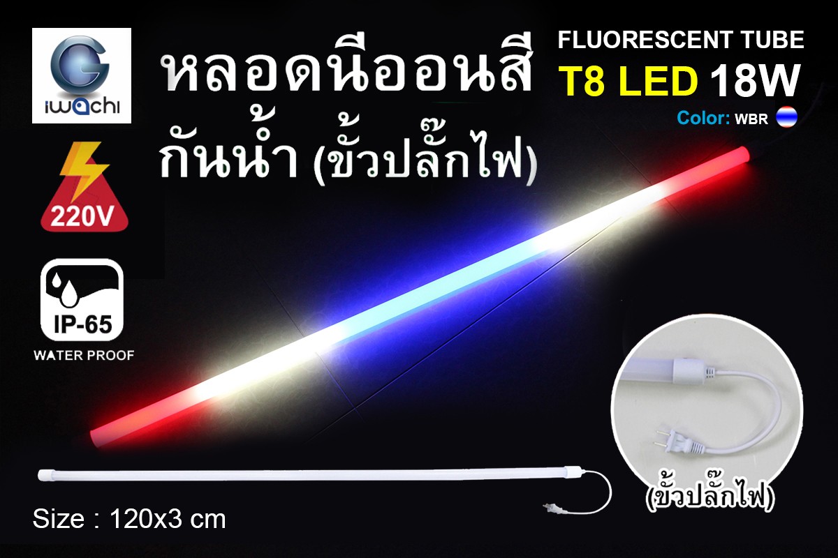 หลอดนีออนสีกันน้ำ ขั้วปลั๊กไฟ IWC-LED-GE8318-N-WBR-18W