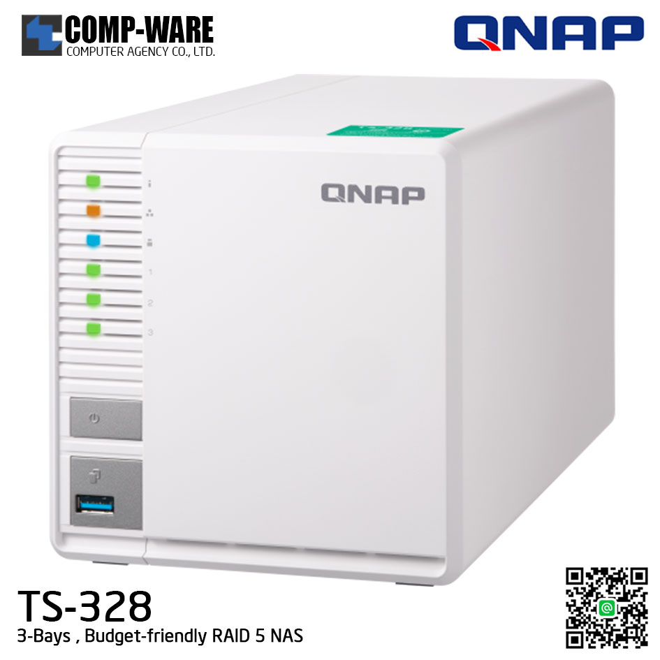 QNAP NAS (3-Bay) TS-328 (2GB DDR4 RAM) ARM Quad-core , No HDD