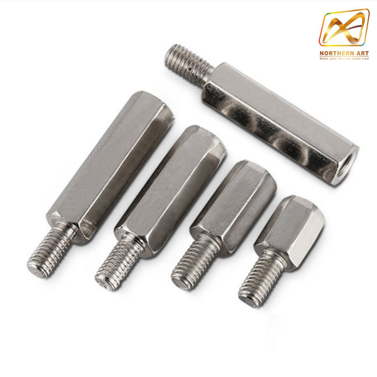 เสา Nut screw M3 น็อตสกรู 6 เหลี่ยม male-female สีเงิน