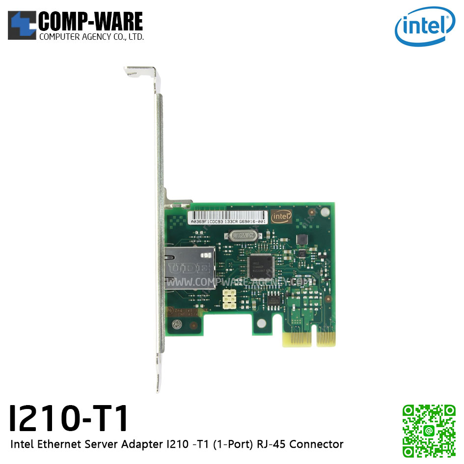 Intel Ethernet Server Adapter I210-T1 (1-Port) RJ-45 Connector เหมาะสำหรับ Server/Workstation , รับประกัน 3ปี