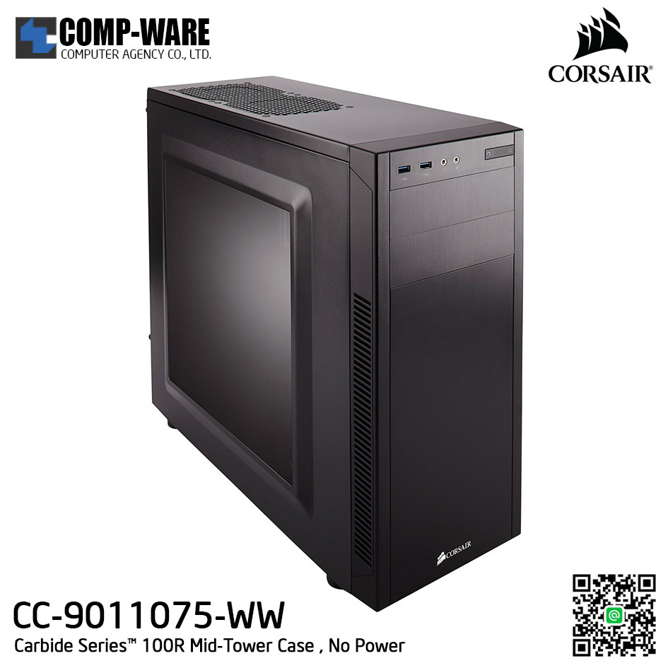 Corsair Carbide Series 100R Window Mid-tower chassis , No Power - CC-9011075-WW