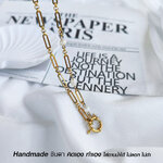 สร้อยพระประยุกต์เลเซอร์สแตนเลสแท้ สีทอง ประดับไข่มุกแท้ M3 ใส่ห่วงพระถอดใส่ง่าย งานทำมือ คิดเอง ทำเอง ออกแบบเอง โดยร้านชินตา