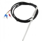 RTD PT100 , Dia 6.35 mm , Length 100 mm , Thread 1/4 NPT , Cable 1 M , PVC , 3 Wire