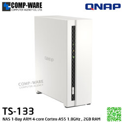 QNAP NAS (1-Bay) TS-133 (2GB RAM) ARM 4-core Cortex-A55 / 2GB RAM / No HDD / 2Y Warranty
