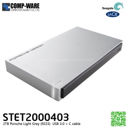 Seagate LaCie 2TB Porsche Design Mobile Drive Light Grey (9223) USB 3.0 + C cable Portable Hard Drive - STET2000403