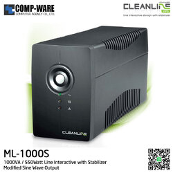 Cleanline UPS 1000VA / 550Watt Line Interactive with Stabilizer ( Modified Sine Wave Output ) ML-1000S / ** Price Excluded VAT **