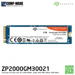 Seagate FireCuda 510 SSD 2TB, M.2 2280 PCIe G3 x4, NVMe 1.3 3D TLC , Read 3450 Mb/s Write 3200 Mb/s, 5 Year Warranty - ZP2000GM30021