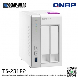QNAP NAS (2-Bay) TS-231P2 (4GB RAM) High-performance Quad-core NAS with Feature-rich Applications for Home & Office