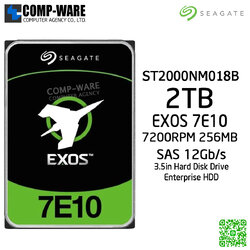 Seagate Exos 7E10 2TB 7200RPM 256MB SAS 12Gb/s 512E/4kn 3.5" Enterprise Class Internal Drive ST2000NM018B / 5Year ** กรณีสินค้าหมดสั่งซื้อใหม่ขั้นต่ำ 20 ลูกขึ้นไป **