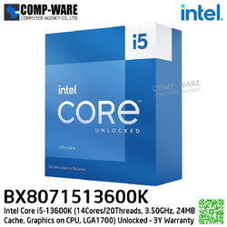 CPU BX8071513600K Intel Core i5-13600K (14Cores/20Threads, 3.50GHz, 24MB Cache, Graphics on CPU, LGA1700) Unlocked - 3Y Warranty