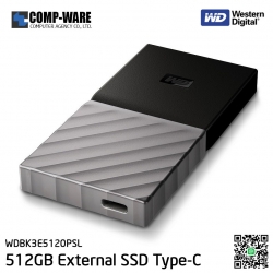 WD 512GB MY PASSPORT SSD Portable Storage - USB 3.1 (Type-C) - Black-Gray - WDBK3E5120PSL