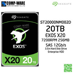 Seagate Exos X20 20TB 7200RPM 256MB SAS 12Gb/s 512E/4KN 3.5-Inch Enterprise Class Internal Drive ST20000NM002D - 5Y Warranty ** กรณีสินค้าหมด สั่งซื้อใหม่ขั้นต่ำ 20 ลูกขึ้นไป **
