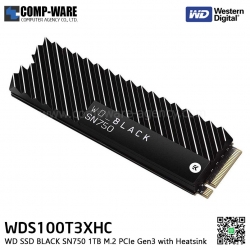 WD SSD BLACK SN750 1TB M.2 PCIe Gen3 with Heatsink ,READ 3470 MB/S , WRITE 3000 MB/S - WDS100T3XHC