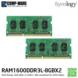 Synology RAM Module 16GB (8GB x 2) DDR3L-1600 unbuffered SO-DIMM 204pin RAM1600DDR3L-8GBx2 / 3Y Warranty