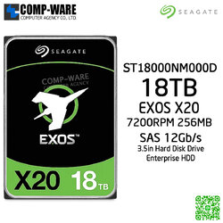 Seagate Exos X20 18TB 7200RPM 256MB SAS 12Gb/s 512E/4KN 3.5-Inch Enterprise Class Internal Drive ST18000NM000D - 5Y Warranty ** กรณีสินค้าหมด สั่งซื้อใหม่ขั้นต่ำ 20 ลูกขึ้นไป **