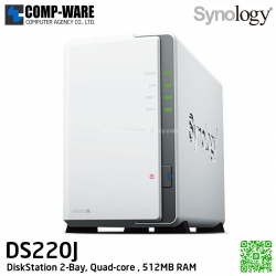 Synology DiskStation (2-Bay) DS220J (512MB RAM) Quad-Core 1.4GHz , No HDD // ประกัน 2 ปี // ** EOL **