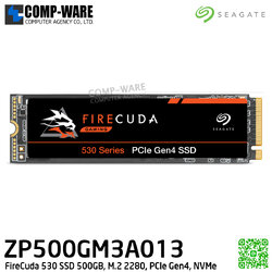 Seagate FireCuda 530 SSD 500GB, M.2 2280, PCIe Gen4, NVMe , Read 7000 Mb/s Write 3000 Mb/s, 5 Year Warranty - ZP500GM3A013