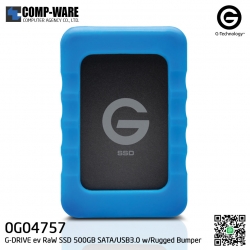 G-Technology G-DRIVE ev RaW SSD 500GB SATA / USB3.0 Portable Hard Drive with Rugged Bumper - 0G04757