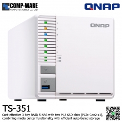 QNAP NAS (3-Bay) TS-351 (2GB RAM up to 8GB) , No HDD