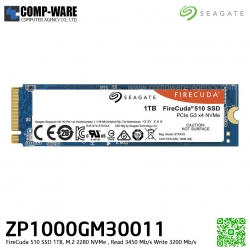 Seagate FireCuda 510 SSD 1TB, M.2 2280 PCIe G3 x4, NVMe 1.3 3D TLC , Read 3450 Mb/s Write 3200 Mb/s, 5 Year Warranty - ZP1000GM30011