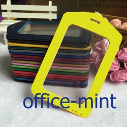 ป้ายชื่อพนักงานและบัตรพนักงานคล้องคอ หนัง S36 สีเหลือง