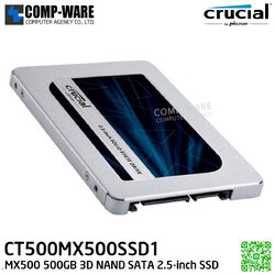 Crucial MX500 SSD 500GB 3D NAND SATA 2.5" (7mm) , Speed 560/510MB/s , CCL-CT500MX500SSD1 , 5Y Warranty