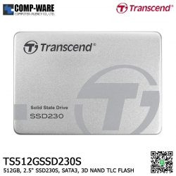 Transcend SSD230S 512GB SSD 2.5" SATA3, 3D NAND TLC TS512GSSD230S - 5Y Warranty
