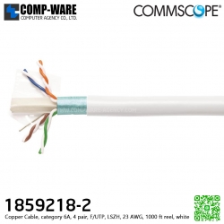 640 Series Copper Cable, category 6A, 4 pair, F/UTP, LSZH, 23 AWG, 1000 ft reel, white (305m/Reel) (P/N: 1859218-2)