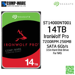 Seagate 14TB IronWolf Pro 7200RPM SATA 6Gb/s 256MB Cache 3.5-Inch NAS Hard Disk Drive ST14000NT001 - 5Y Warranty