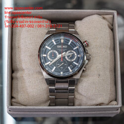 นาฬิกา Seiko SSB407P1 Chronograph Blue Dial Silver Stainless Steel Bracelet Dress Watch มือสอง สภาพใหม่ กล่อง