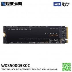 WD SSD BLACK SN750 500TB M.2 PCIe Gen3 Without Heatsink ,READ 3470 MB/S , WRITE 2600 MB/S - WDS500G3X0C