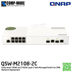 QNAP Switch QSW-M2108-2C / Marvell 98DX226S / 4GB DDR3 / 8-port 2.5Gbps, 2-port 10Gbps SFP+/ NBASE-T Combo / Adapter Power / 2Y Warranty
