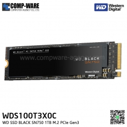 WD SSD BLACK SN750 1TB M.2 PCIe Gen3 Without Heatsink ,READ 3470 MB/S , WRITE 3000 MB/S - WDS100T3X0C