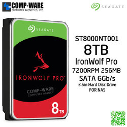 Seagate 8TB IronWolf Pro NAS 3.5" SATA 6Gb/s 7200RPM 256MB Cache Internal Hard Drive for NAS ST8000NT001 - 5Y Warranty