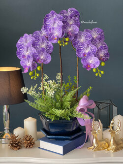 แจกันดอกกล้วยไม้ประดิษฐ์ แจกันดอกกล้วยไม้ปลอม ดอกกล้วยไม้ฟาแลน