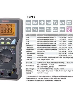 Sanwa PC710 Digital Multimeters／High accuracy/High resolution (PC Link) True RMS, Dual Display