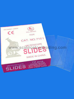 กระจกสไลด์ ขอบฝน 1x3 นิ้ว (72แผ่น)