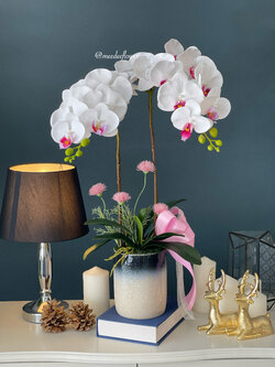 แจกันดอกกล้วยไม้ประดิษฐ์ แจกันดอกกล้วยไม้ปลอม ดอกกล้วยไม้ฟาแลน