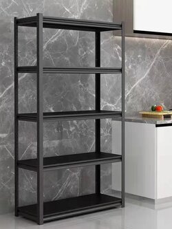 ชั้นเหล็กฉาก W120 x D40 x H200 cm. 5 ชั้น สีดำ 100kg/ชั้น